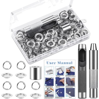 Versatile Grommet Tool Kit with 120 Eyelets - Ideal for Fabric, Tarps, Curtains