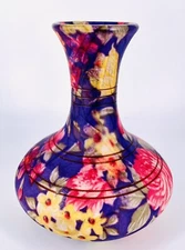Unique Redware Floral Vase Hydrographic Film Hydro Dip Pottery Matte Finish