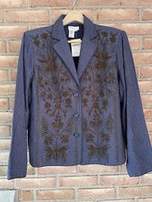 NWT Coldwater Creek Jacket Blazer Embroidered Floral Beaded Size XL Org 99