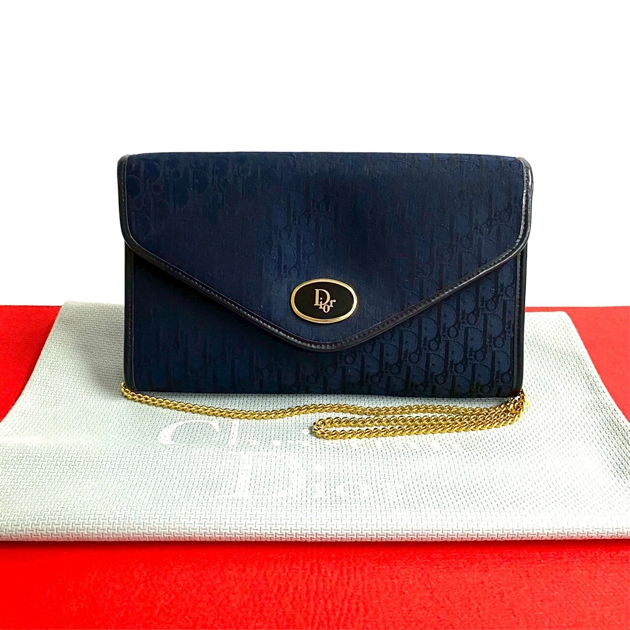 Sac bandoulière Christian Dior logo motif trotteur cuir toile marine 97056