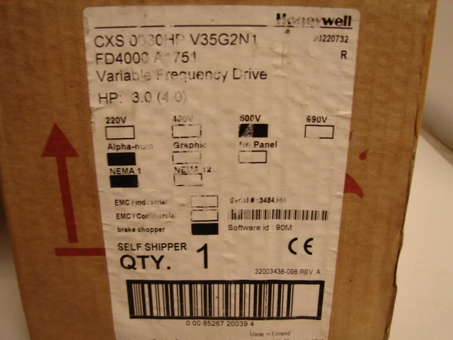 HONEYWELL CXS0030HPV35G2N1 VARIABLE FREQUENCY DRIVE (DEFECTIVE KEYPAD)***NIB*** - Image 2 of 2