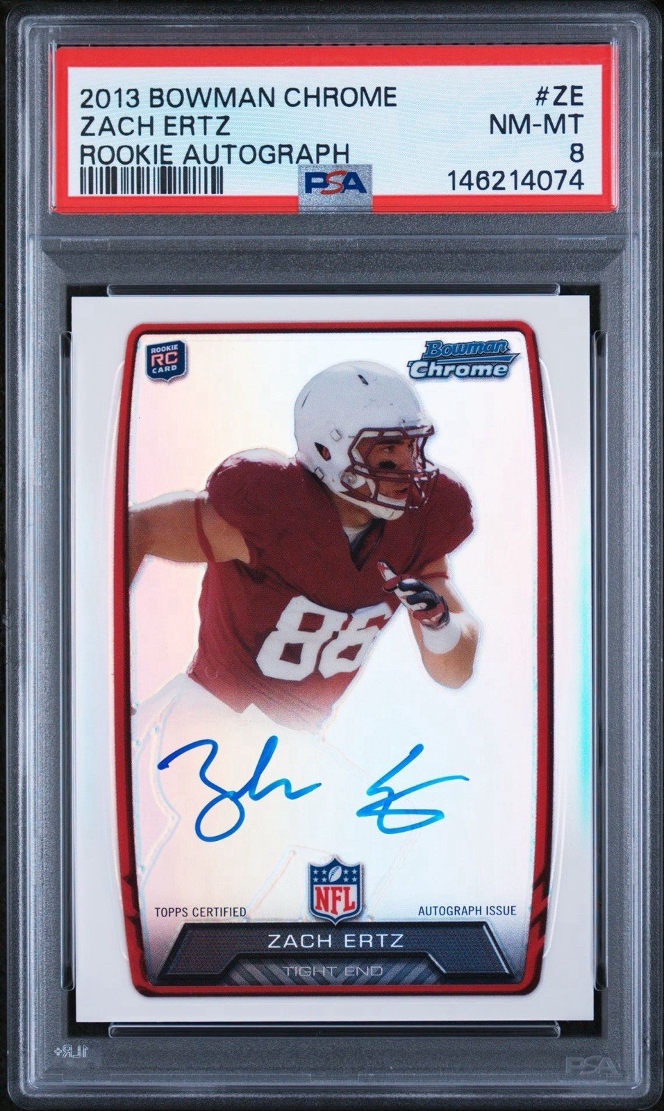 2013 Bowman Chrome Zach Ertz Rookie Auto On Card PSA 8 