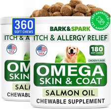 BARK&SPARK Omega 3 for Dogs - 360 Fish Oil VALUE 2-Pack - 360Ct, yellow