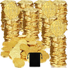 Hanaive 100 Pcs Metal Pirate Coins Treasure Chest Spanish Doubloon Fake Coins To