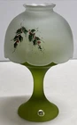 Vintage Westmoreland Mini Candle Lite #1972 Green Fairy Lamp Frosted Holly Leaf