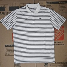 Nike Dri-Fit Victory Striped Golf Polo White Mens Size Medium