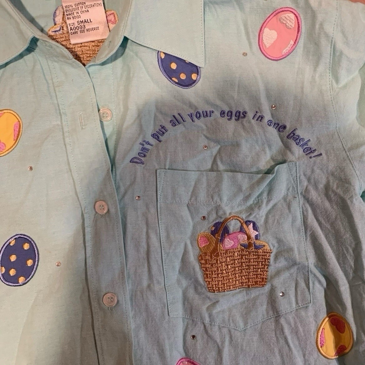The Quacker Factory Easter Theme Button Up Shirt … - image 3