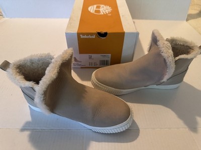  Timberland Skyla Bay Pull-On Boots Women s Size 7.5  Taupe Nubuck Faux Fur 