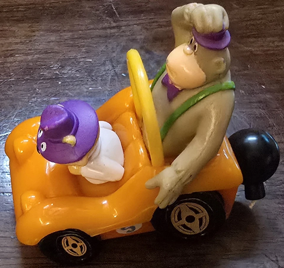 Figura de gato de colección Magilla Gorilla Wacky Orange Race Car Toy 1997 Pull Cord Top Foto 3 de 4