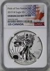 2019 W Pride of Two Nations Enhanced Reverse PF69 American Silver Eagle