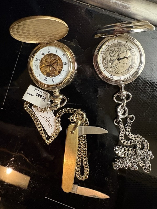 Colibri Half Dollar Face And Skeleton With Knife Pocket Watches New