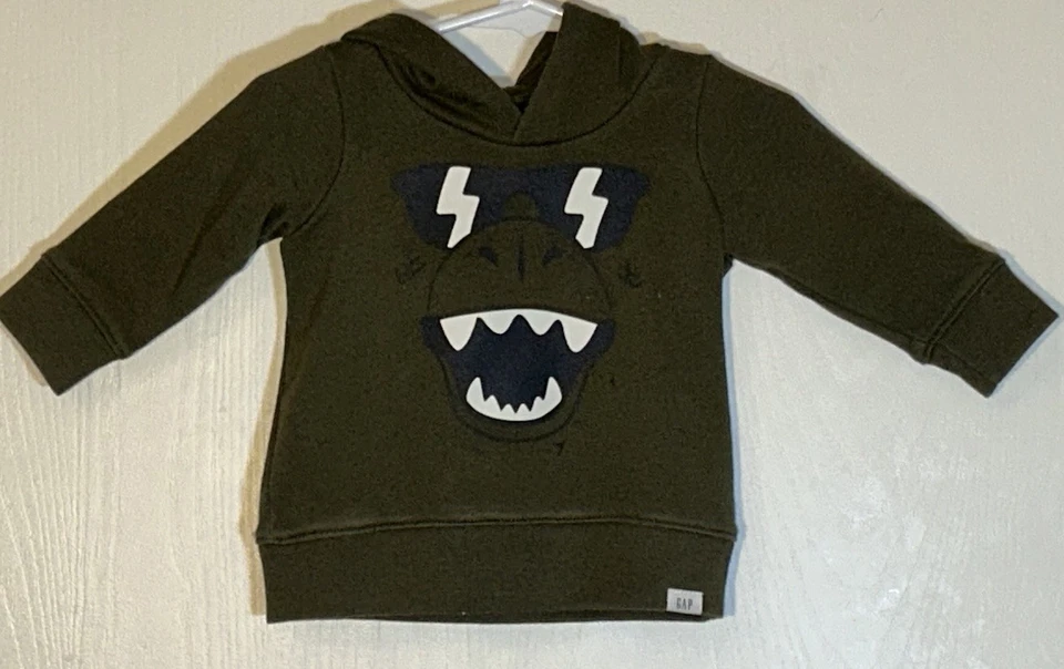 Bebé Gap Bebé Niño 3-6M Dos Piezas Dinosaurio Conjunto Verde Sudadera/Azul Jeans Usado en Excelente Condición Foto 4 de 4