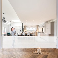 Supergate Extra Wide Baby Dog Gate 120" Long, Retractable for Wide Openings