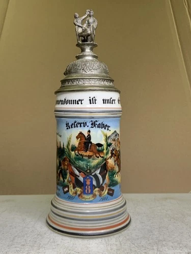 Antique Original Military Regimental German Beer Stein Pre-WWI WW1