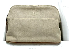 Authentic HERMES Bolide Pouch MM Canvas Ecru Beige Ivory [Mint] 10''