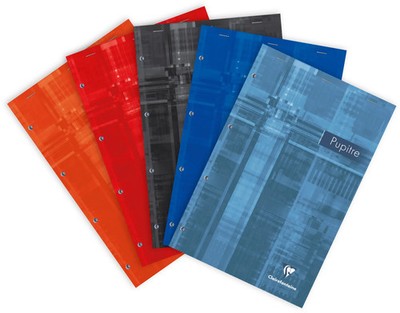 Clairefontaine 5x Block Pupitre DIN A4+ 80 Blatt 90g FR Lineatur Sortiert 66131C
