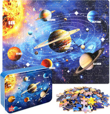 100 Pieces Jigsaw Puzzles for Kids Ages 4-8 Solar System Planets Educational Puz