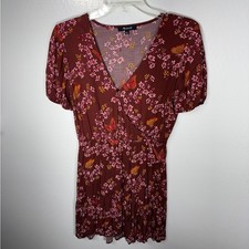Madewell Burgundy Floral Wrap dress 454