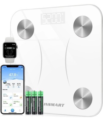 INSMART Digitale Personenwaage 180KG Körpergewicht Waage Smart LCD Weiß