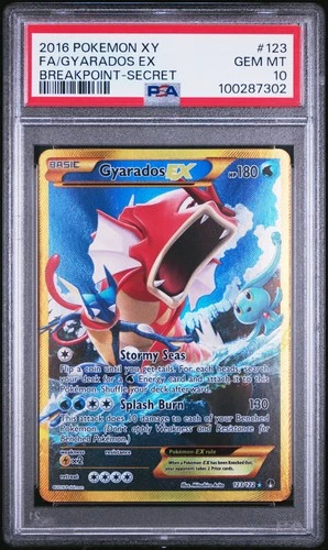 2016 POKEMON XY BREAKPOINT SECRET #123 FULL ART/GYARADOS EX PSA 10