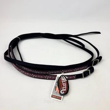 Weaver Leather Reins Split Black Maui Overlay 