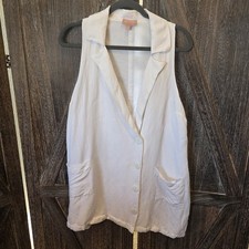 MuMu Dress Women's Size Medium White Linen Blend Levi Blazer Button Down Vest