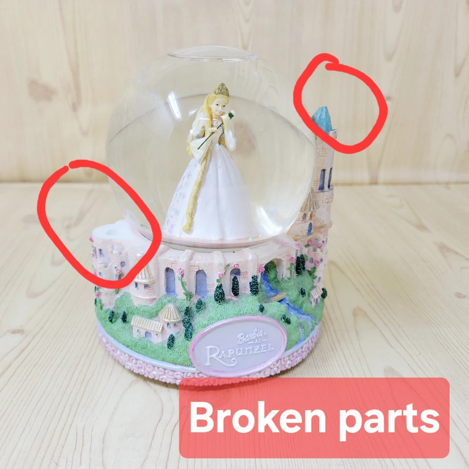 Barbie Como Rapunzel Musical Globo de Nieve CHIPTED Y FALTA UNA TORRE VER FOTOS Foto 2 de 4