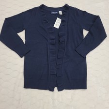 The Childrens Place Girls Ruffle Cardigan Sweater Navy Blue Tidal Size S 5/6