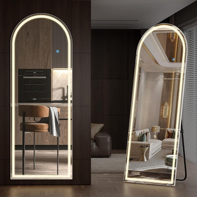 LED Full Length Arched Mirror 71'' x 26'' with Stand & Wall Mount Option