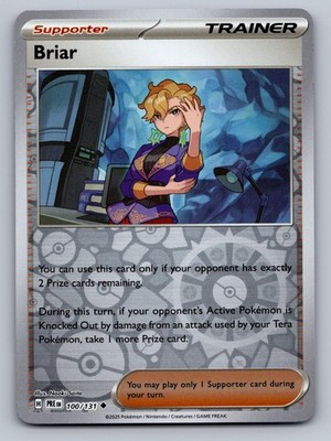 Briar 100/131 Uncommon Prismatic Evolutions Pokemon Reverse Holo Near Mint