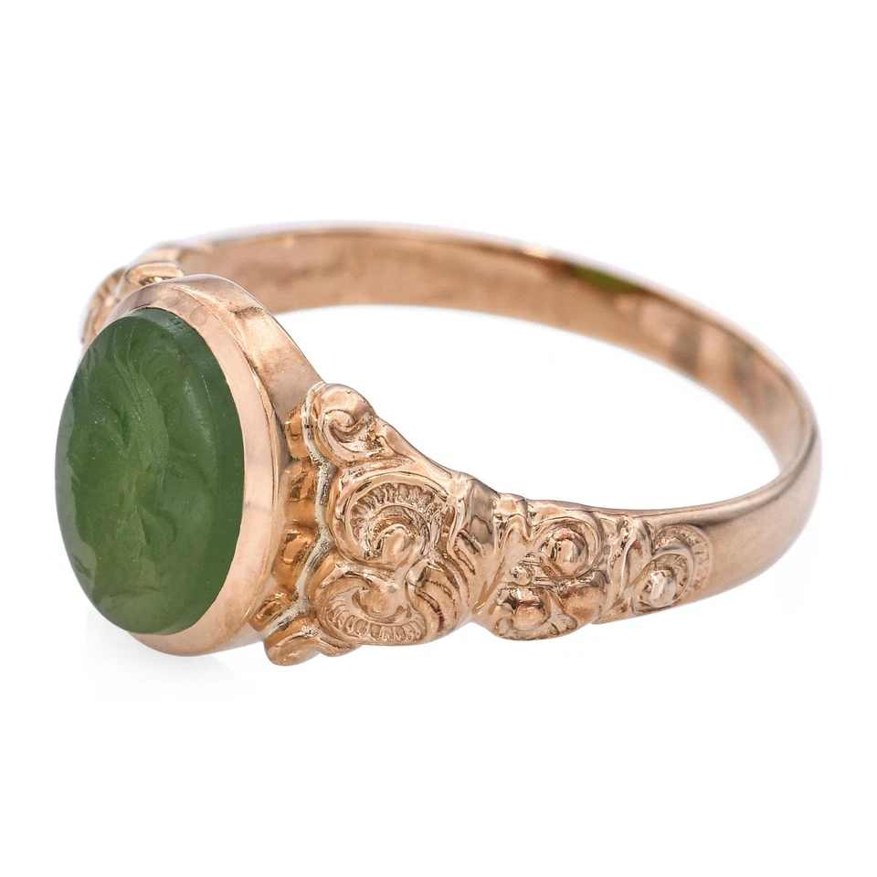 Antique 14k Yellow Gold Chalcedony Roman Intaglio Ring - Image 4 of 4