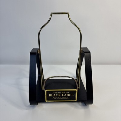Vintage Johnnie Walker Black Label Scotch Whisky Metal Swing Cradle Bottle Stand