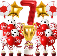 Fussball Deko Geburtstag Kinder 7 Jahre Junge - 7. Geburtstagsdeko Luftballons F