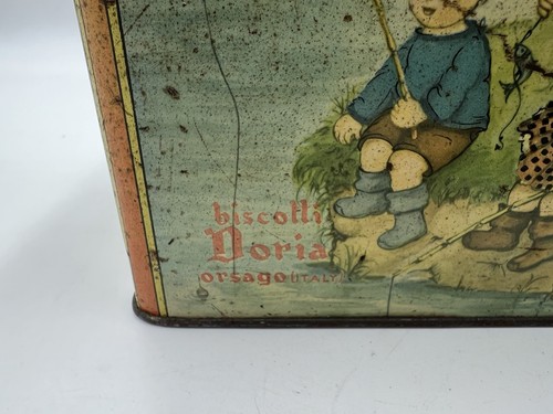 Boîte en Étain Biscuits Doria Orsago Made IN Italy Vide Vintage Used - Photo 3 sur 13