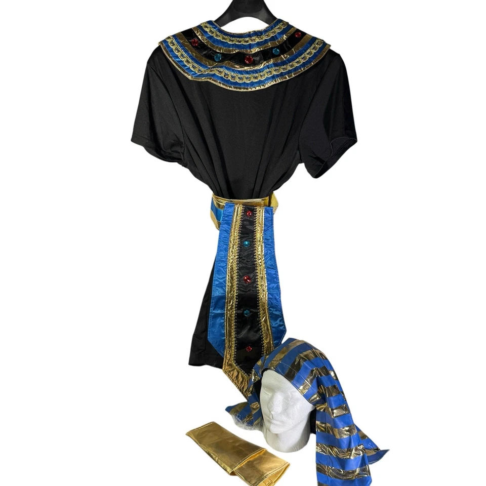 Египетский костюм взрослый один размер туника ремень головной убор воротник манжеты новый - Изображение 3 из 4