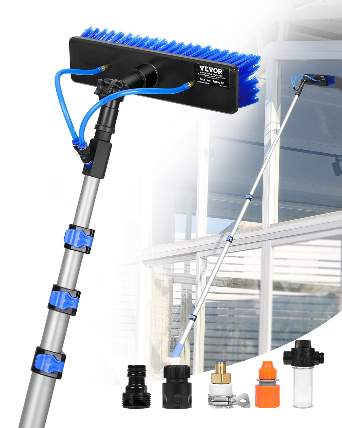 VEVOR Kit Palo Alimentato Acqua 3,6 m Pulire Pannelli Solari Manico Estensibile