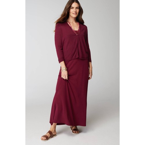 Neu mit Etikett Damen-Maxikleid Größe Small cranberryrot trägerlos Stretch Strick NEU - Bild 7 von 10
