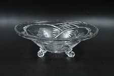 Schwere Serviersch&uuml;ssel Schale mit 3 F&uuml;&szlig;en Bleikristall Schleuderstern &Oslash; 24 cm