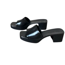 Steve Madden Womens Harlin Black Block Heel Sandal Size 6M Y2K 90s Retro Casual