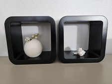 Cube  2 Stück Wandregal schwarz  Lounge Schwebe-Hängeregal Holzregal