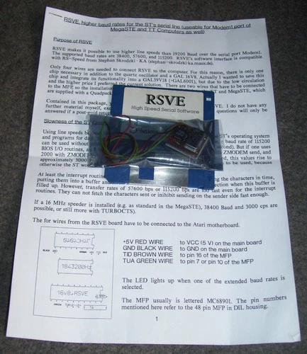 Atari 520 1040 ST STFM STE Mega Computer RSVE High Speed Serial Port Hardware