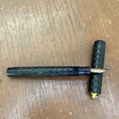 1920s Sheaffer Self Filling Pen W Gold Nib Chase Ebonite Flat Ring Top