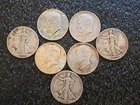 Lot Of 4 Kennedy 1964 Half Dollars And 3 Walking Liberty Half Dollars" 7 Half...