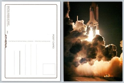 NASA Space Shuttle Challenger Night Launch Postcard Athena England