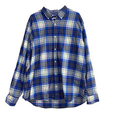 CROWN  IVY Shirt Mens X-Large Blue multicolor Plaid Classic Fit New