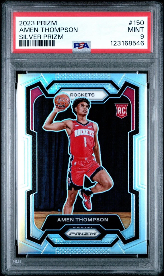 2023-24 Panini Prizm Amen Thompson Silver Prizm PSA 9 #150 RC Rookie Rockets