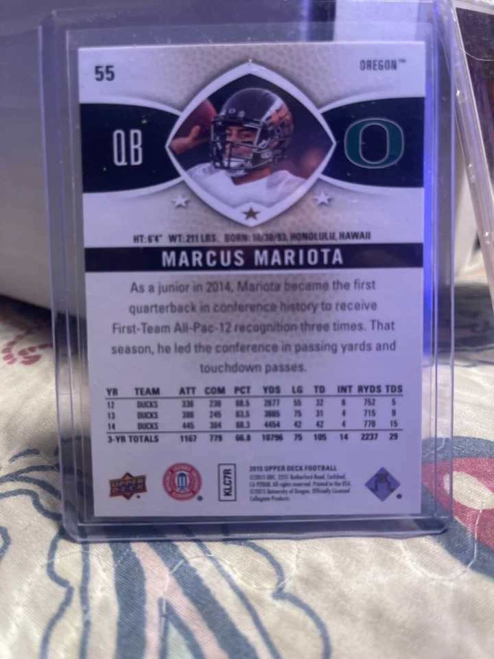 Cb2 sports card~ Upper deck- Marcus Mariota- #55- 2015 NFL - Image 2 of 2