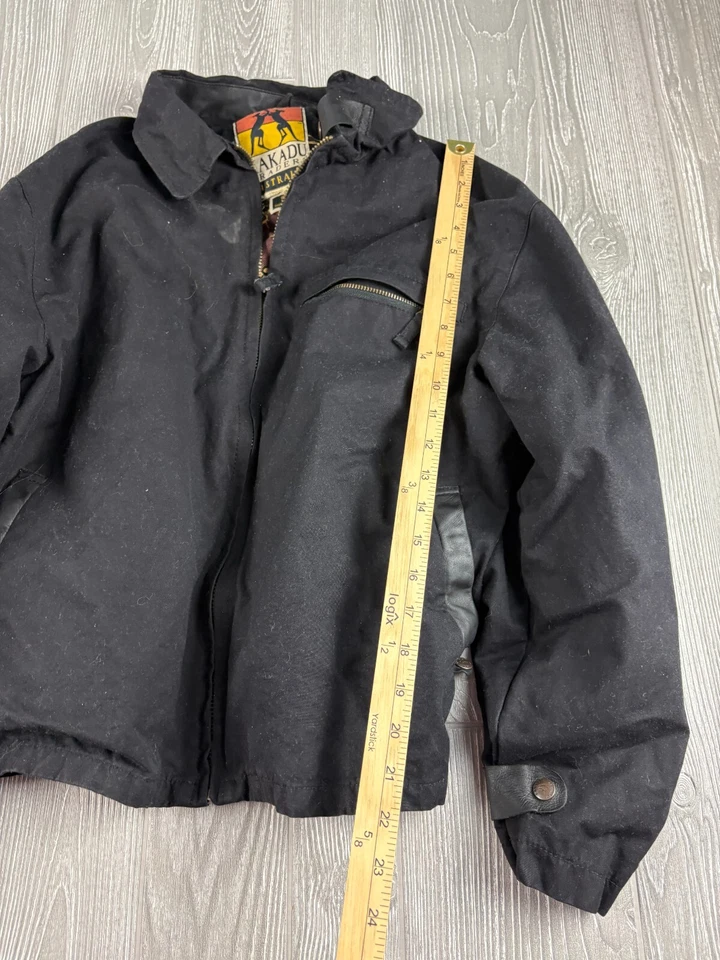 Kakadu Traders Australia Black mens Coat Size Small Wax Canvas Cropped - Image 4 of 4