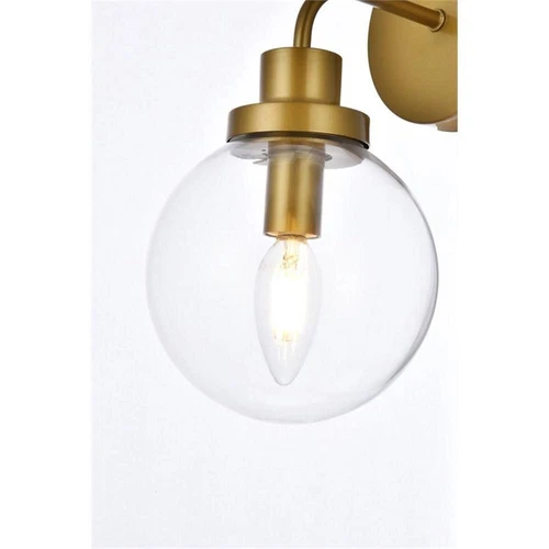 Living District Hanson 1-Light Metal Bath Sconce in Brass and Clear - Picture 4 of 7