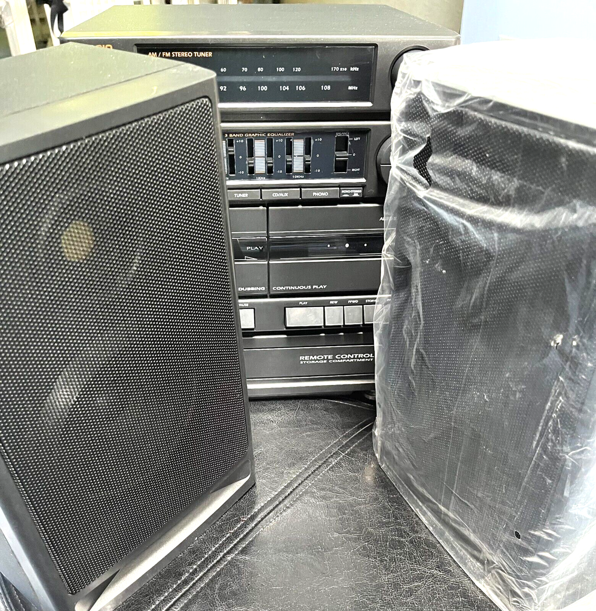 VINTAGE CASIO DUAL DECK STEREO SYSTEM, WITH SPEAKERS AND REMOTE